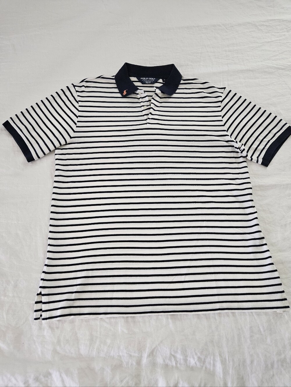 Polo Golf Ralph Lauren RL Pro Fit Striped Shirt Mens L Navy White Cotton Stretch